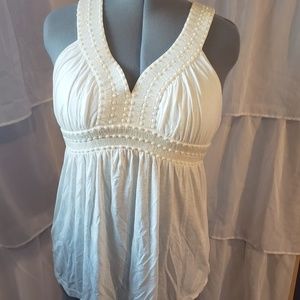 Beaded White Dressy Tank